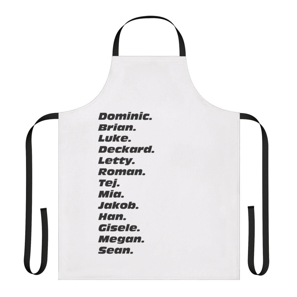 Motorsport Inspired Custom Apron with Fast and Furious Character Names