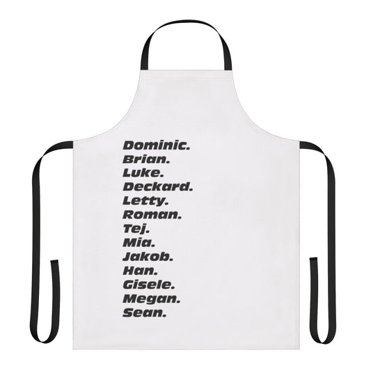 Motorsport Inspired Custom Apron with Fast and Furious Character Names