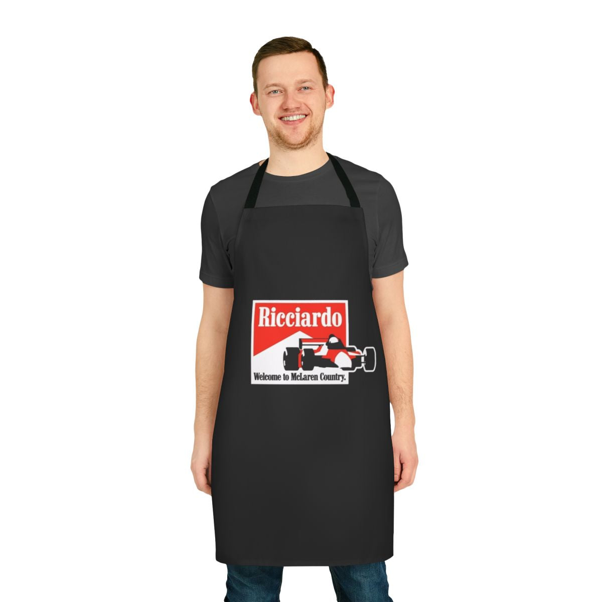 Apron featuring the iconic "Honey Badger" design of Formula 1 driver Daniel Ricciardo