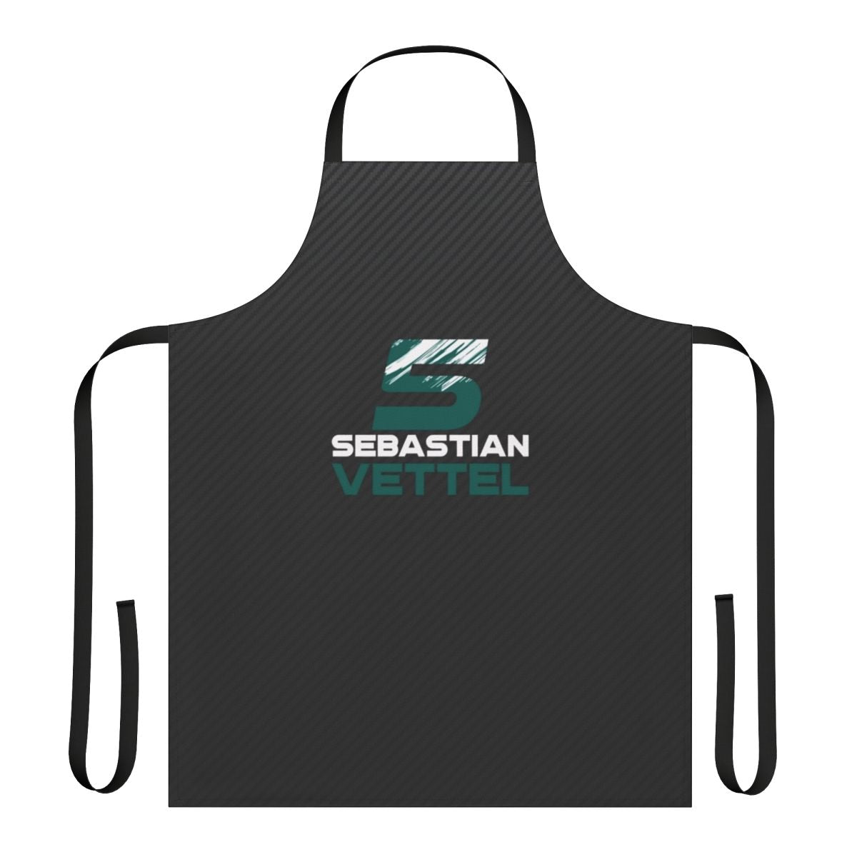 Stylish carbon fiber-inspired apron featuring 5-time Formula 1 champion Sebastian Vettel's race number