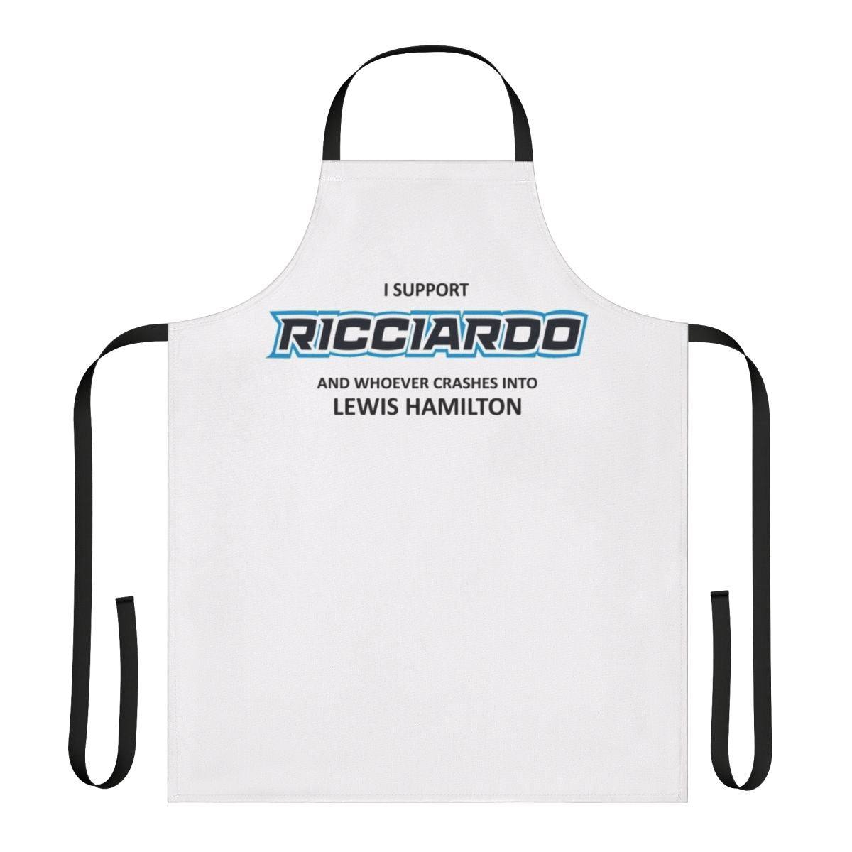 Motorsports fan apron with "I Support Ricciardo" design