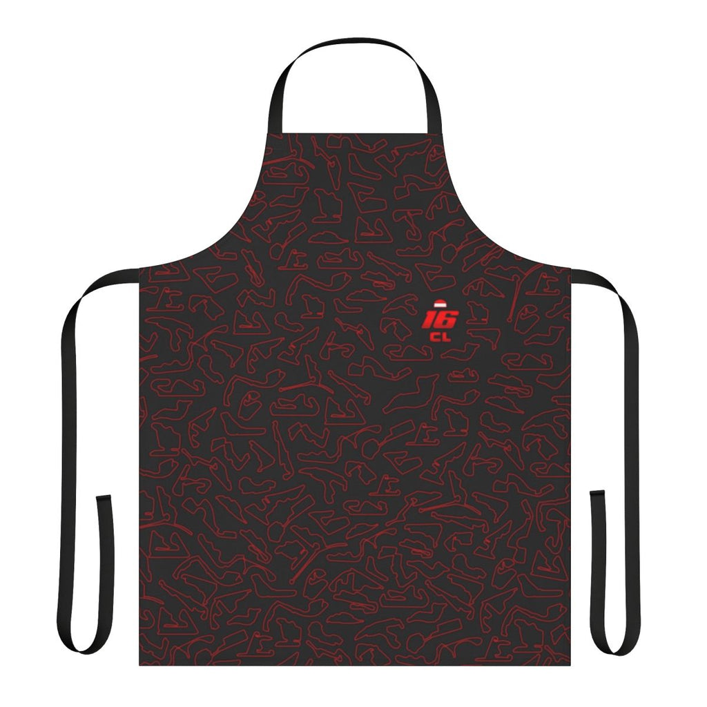 Apron featuring a stylish pattern inspired by Formula 1 racing and driver Charles Leclerc