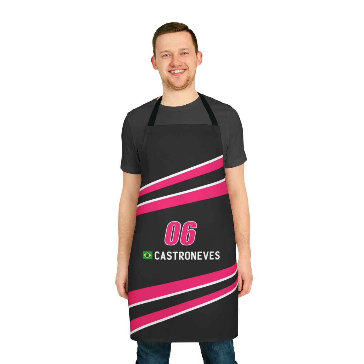 Motorsports racing apron featuring Indycar driver Helio Castroneves