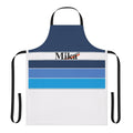 Motorsports themed kitchen apron featuring a graphic design inspired by Mika Hakkinen's Formula One racing helmet