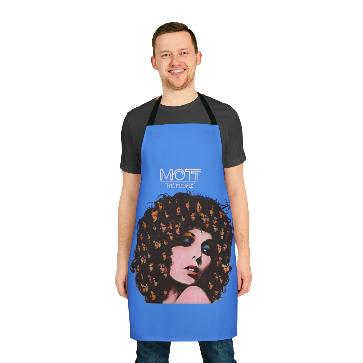 Mott Hoople inspired apron featuring the band's iconic logo and album artwork
