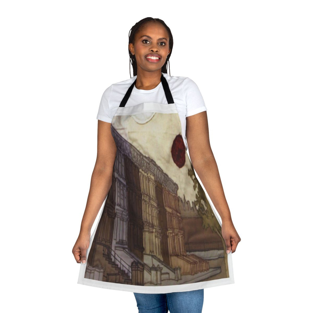 Bright Eyes-inspired mourning apron with the text "I'm Wide Awake, It's Mourning"