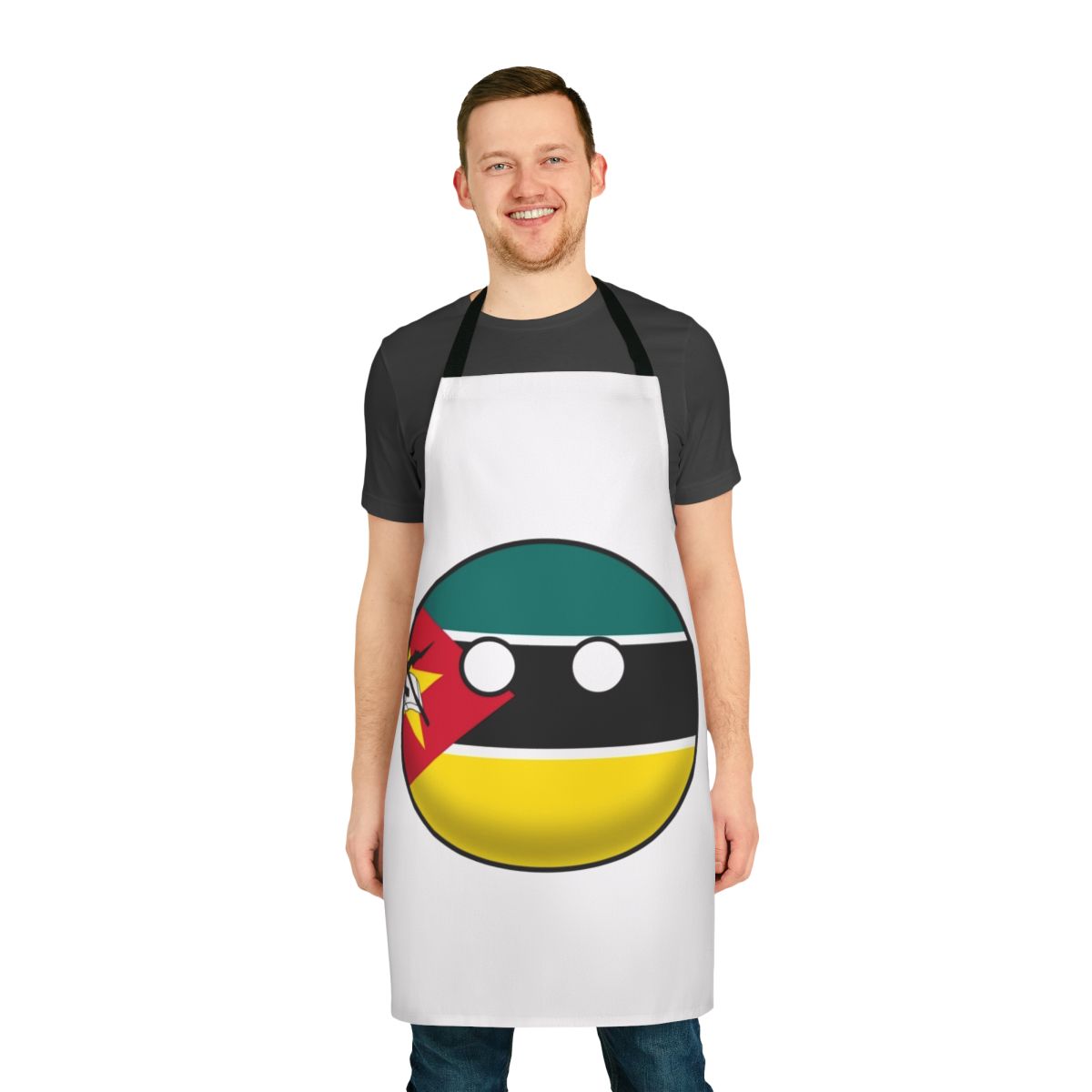 Mozambique inspired apron featuring the Mozambique flag and design