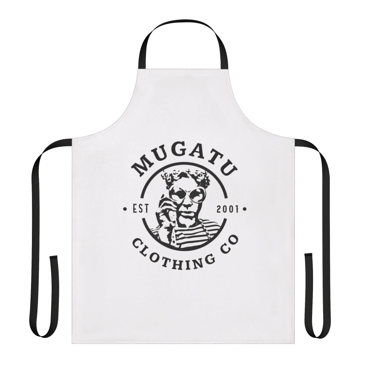 "Mugatu-inspired apron with Zoolander theme and comedy design"