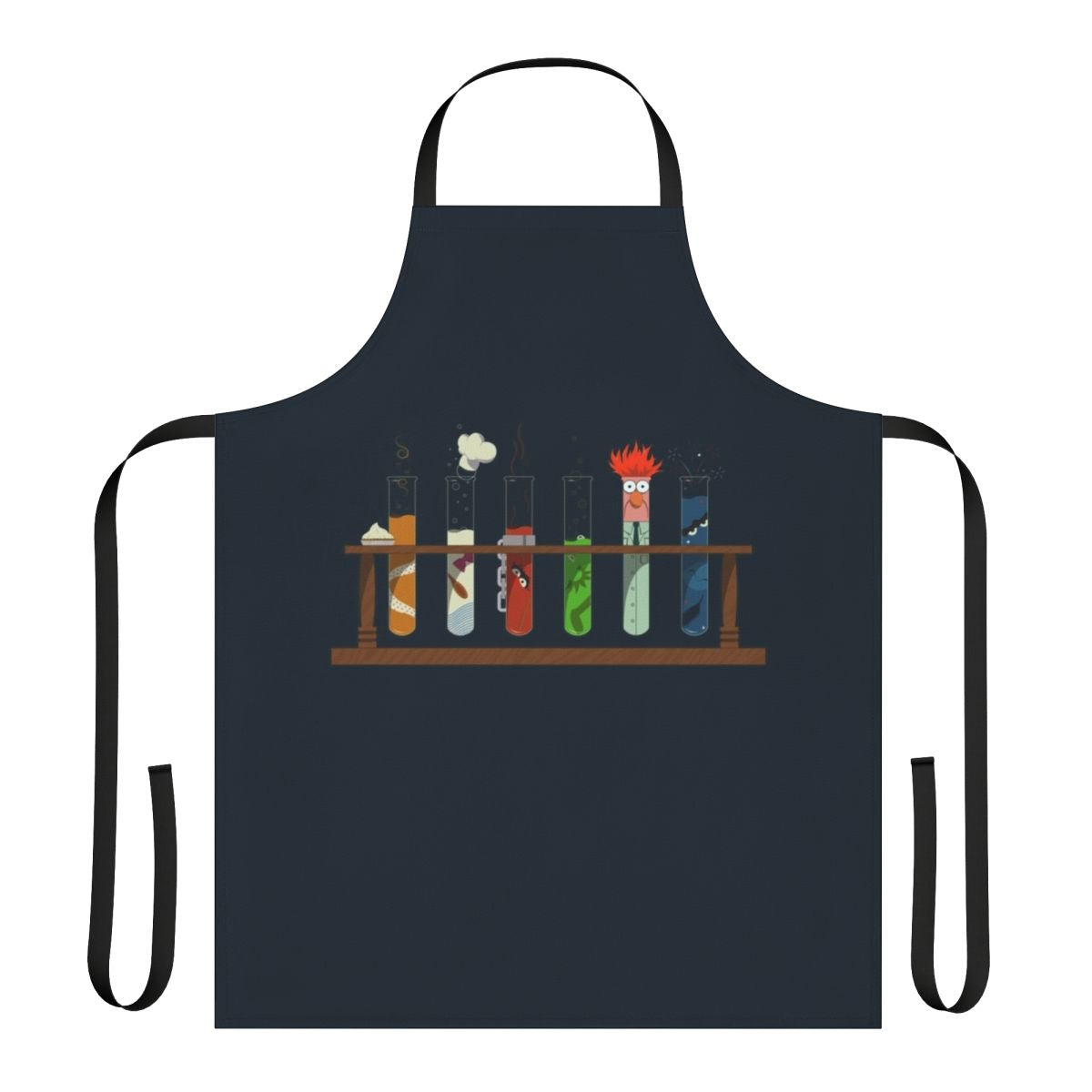 Muppet-inspired science chemistry apron with beakers, test tubes, and vintage Muppet characters