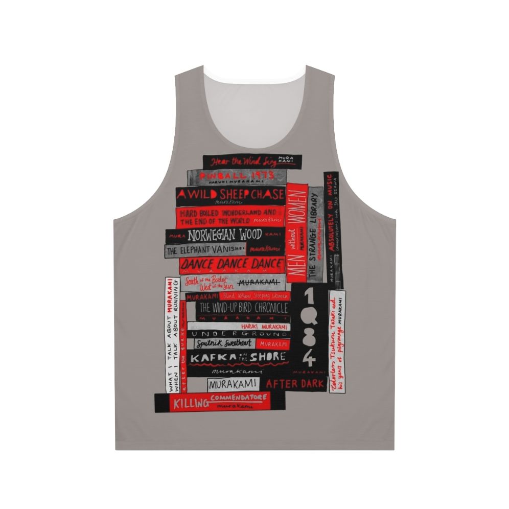 Murakami book stack fanatic unisex tank top