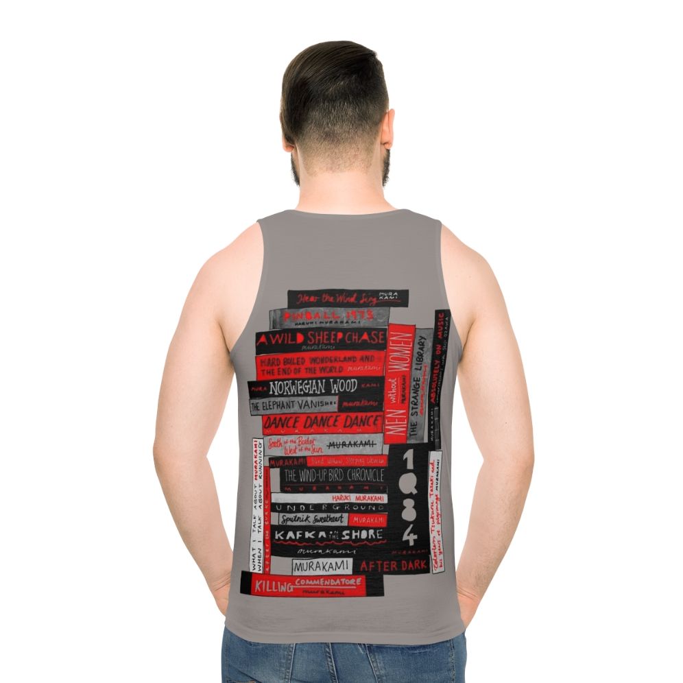 Murakami book stack fanatic unisex tank top