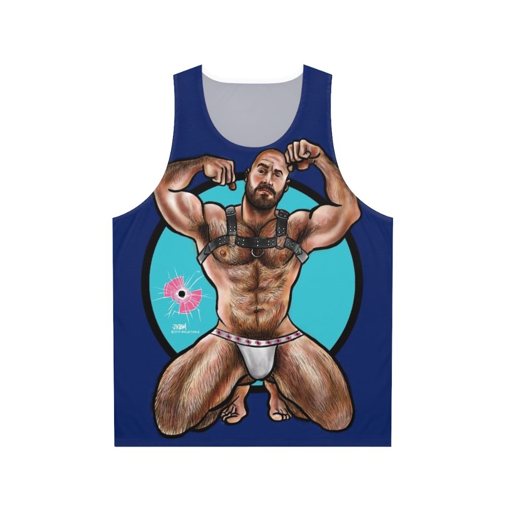 Muscle bear sleeveless tank top with erotic fantasy art design