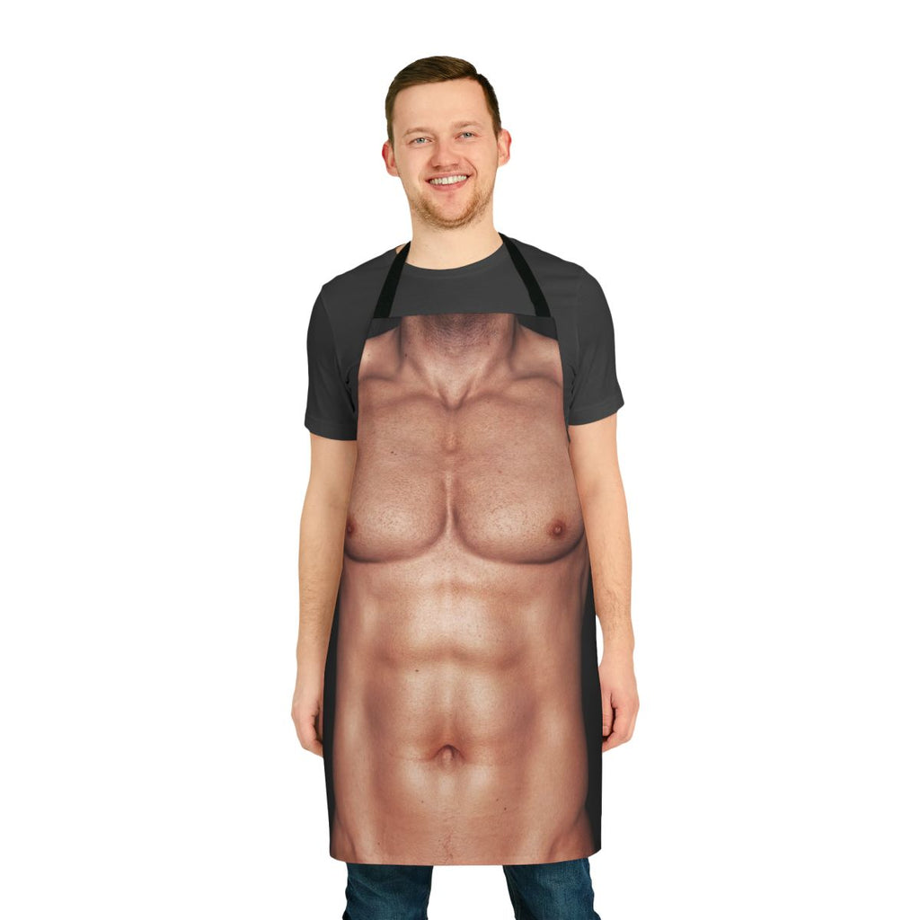Muscle man graphic printed on a durable apron