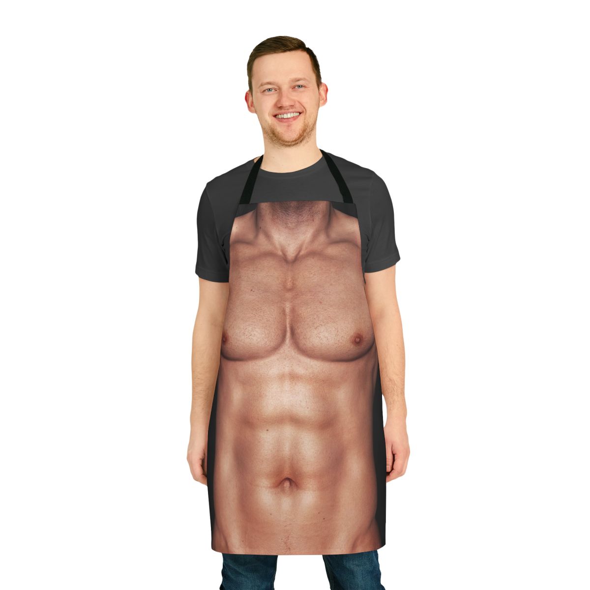 Muscle man graphic printed on a durable apron