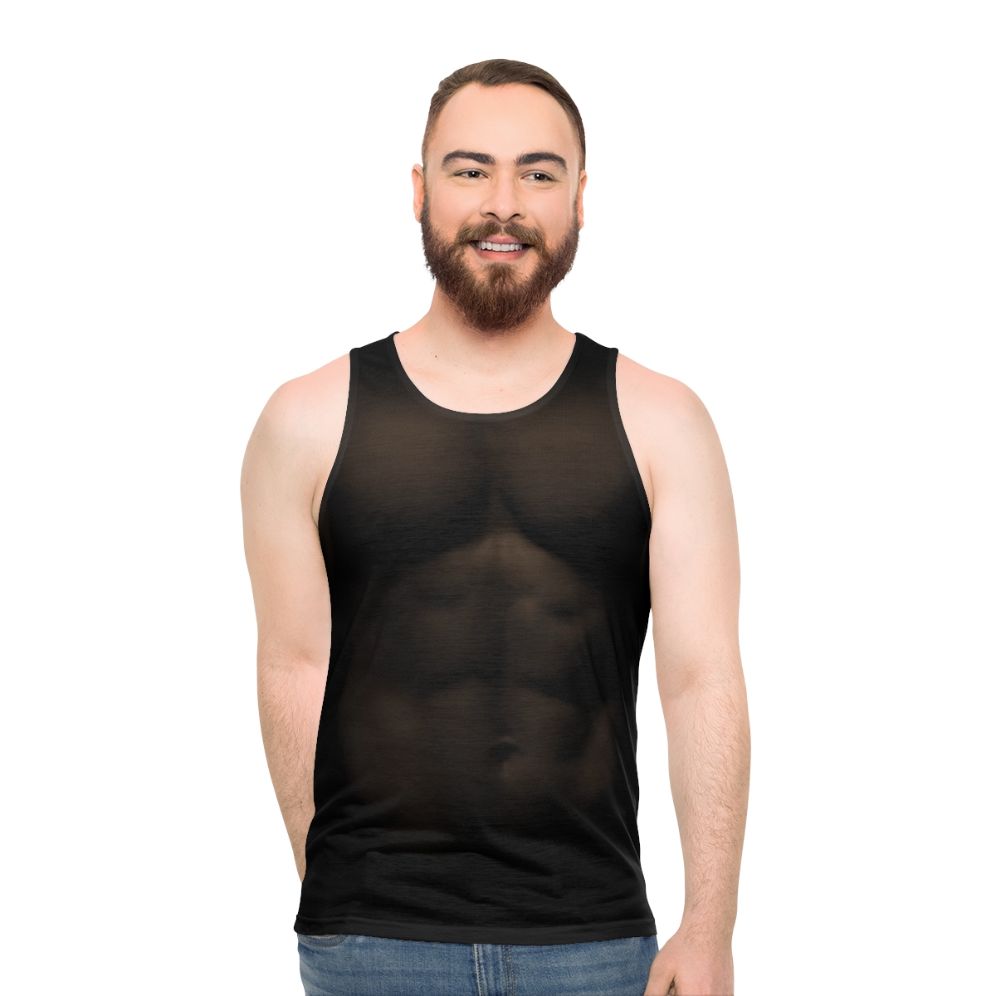 Muscle man wearing unisex bodybuilder tank top