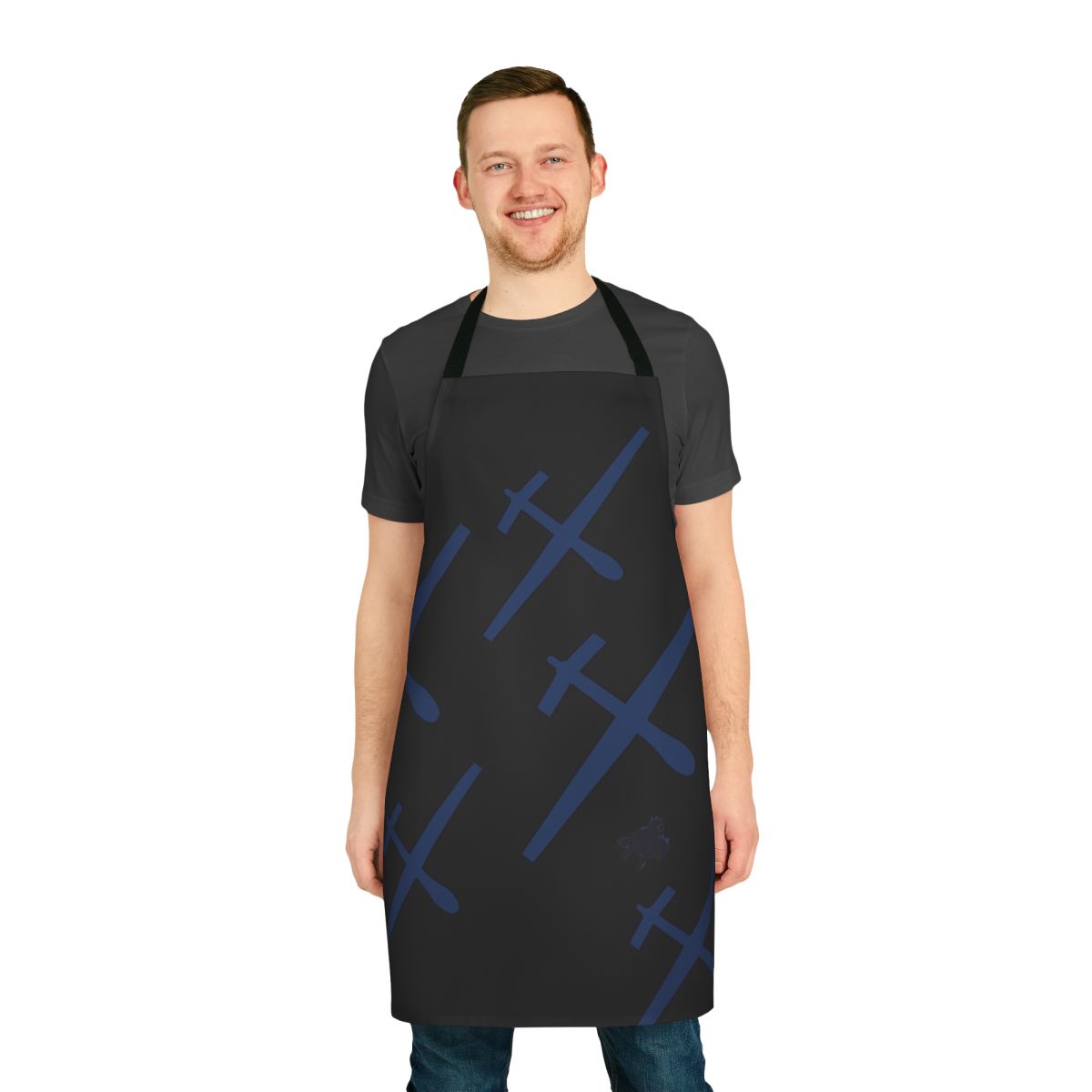 Muse-inspired apron with band logo and album references