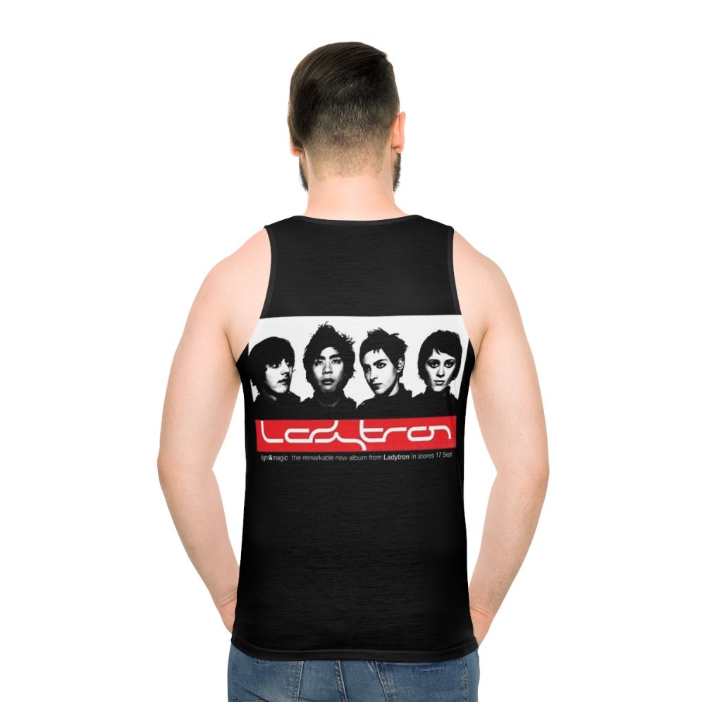 Unisex music art tank top with psychedelic and synth pop design