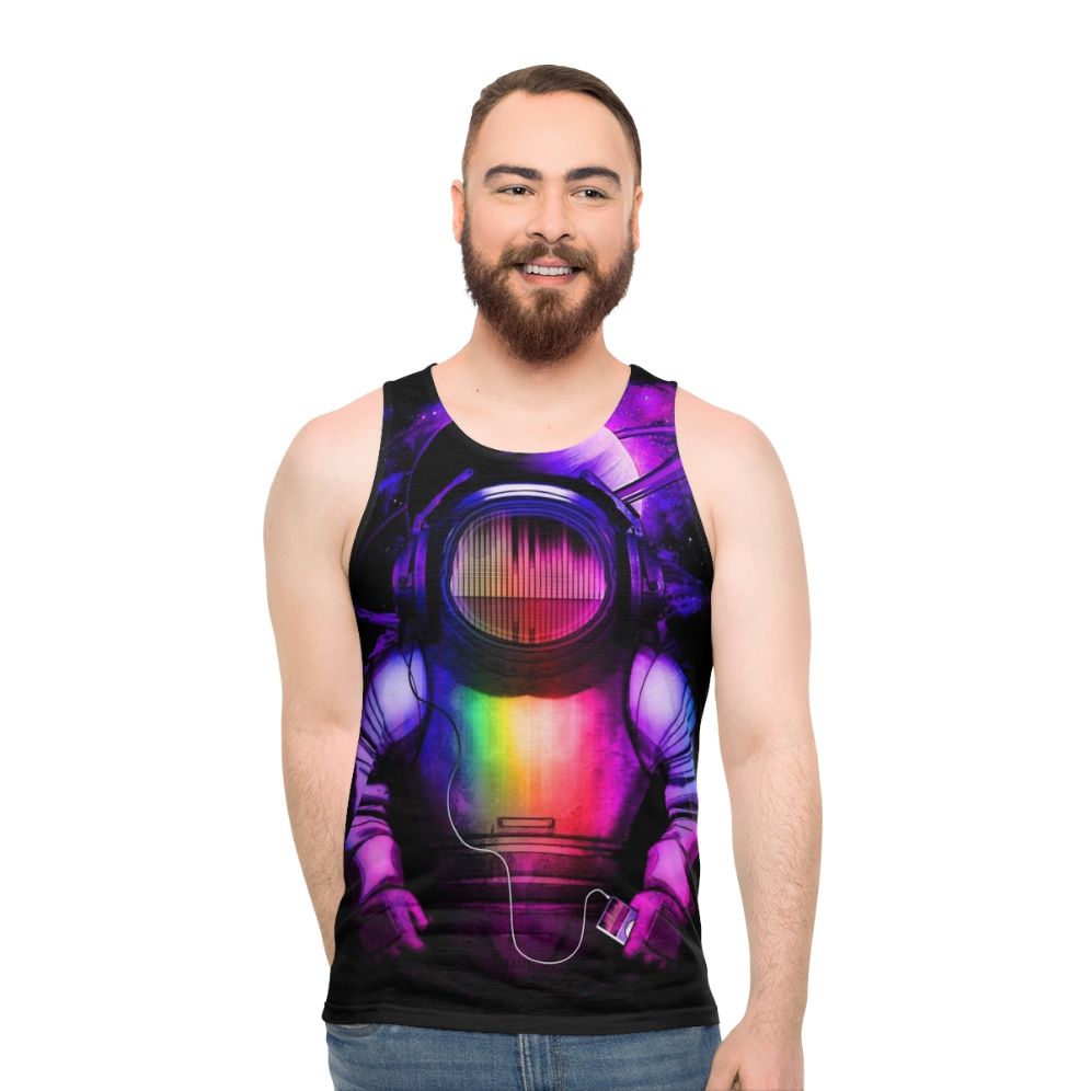 Unisex tank top with music and space design