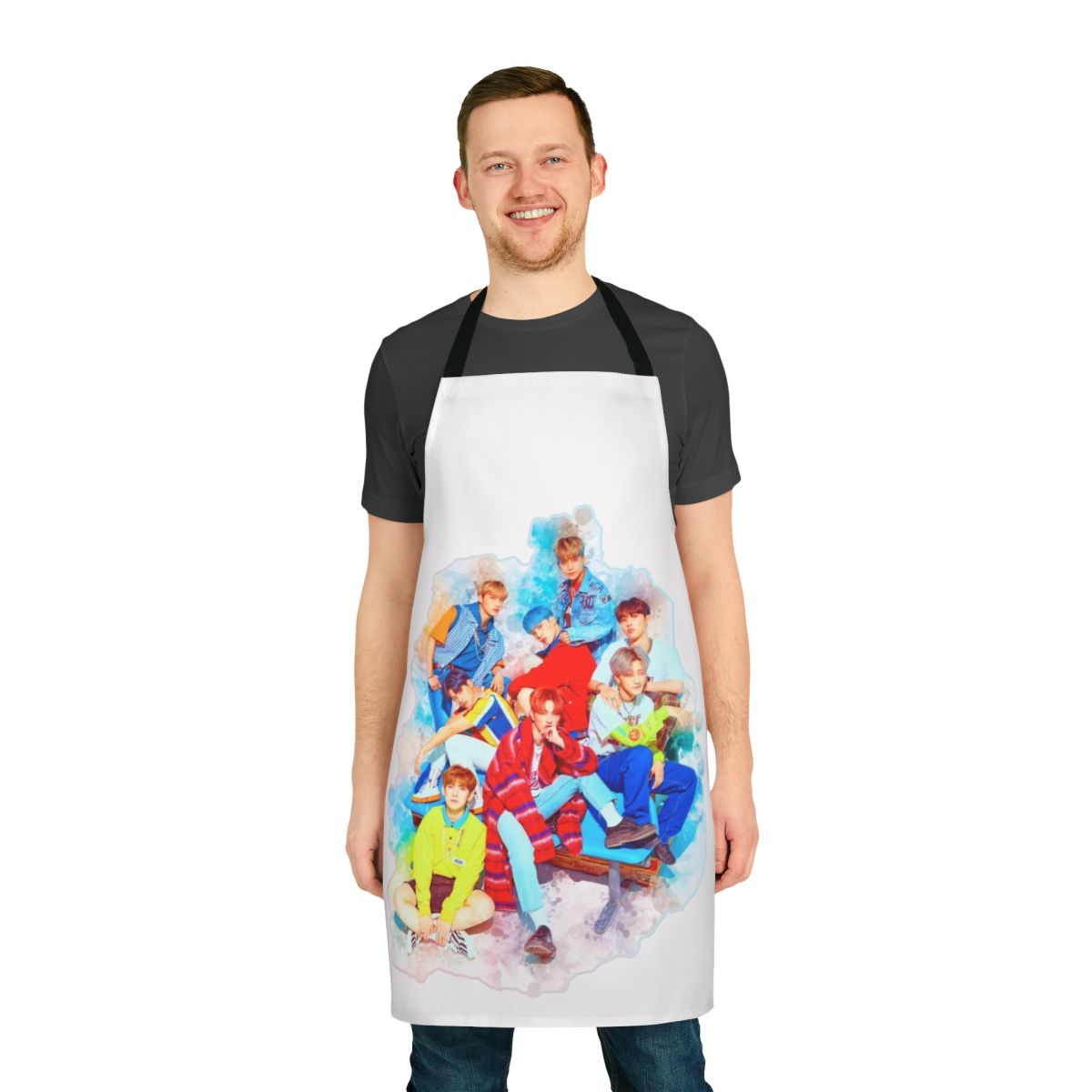 ATEEZ-inspired apron featuring the Korean boy band's wave and illusion symbols