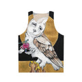 Dark unisex tank top with music-inspired graphic