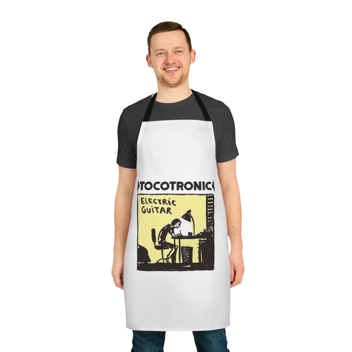 Music-inspired electric guitar-themed apron with a stylish design