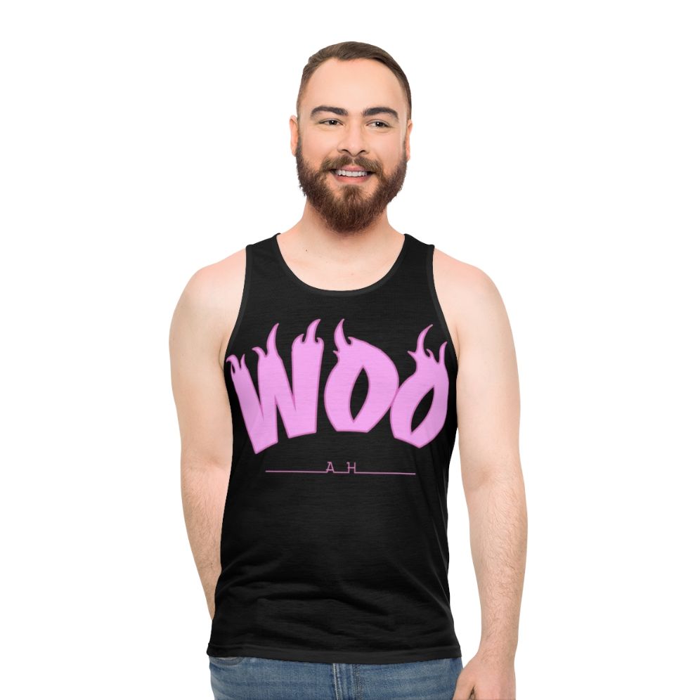 Unisex tank top with music-inspired pop art design