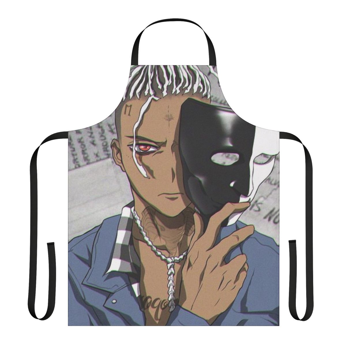 Xxxtentacion-inspired apron with text "Uno Dos Tres The Unknown Lil"