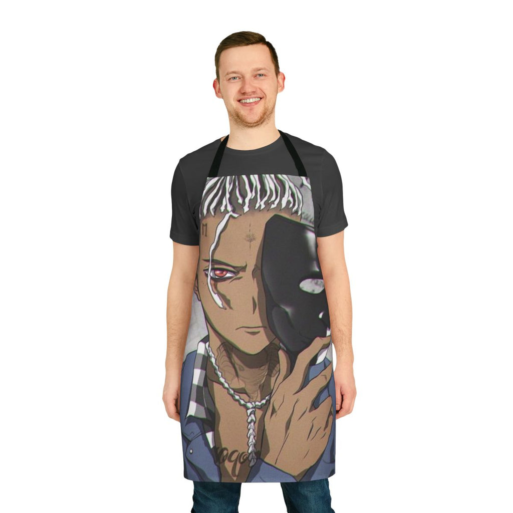 Xxxtentacion-inspired apron with text "Uno Dos Tres The Unknown Lil"