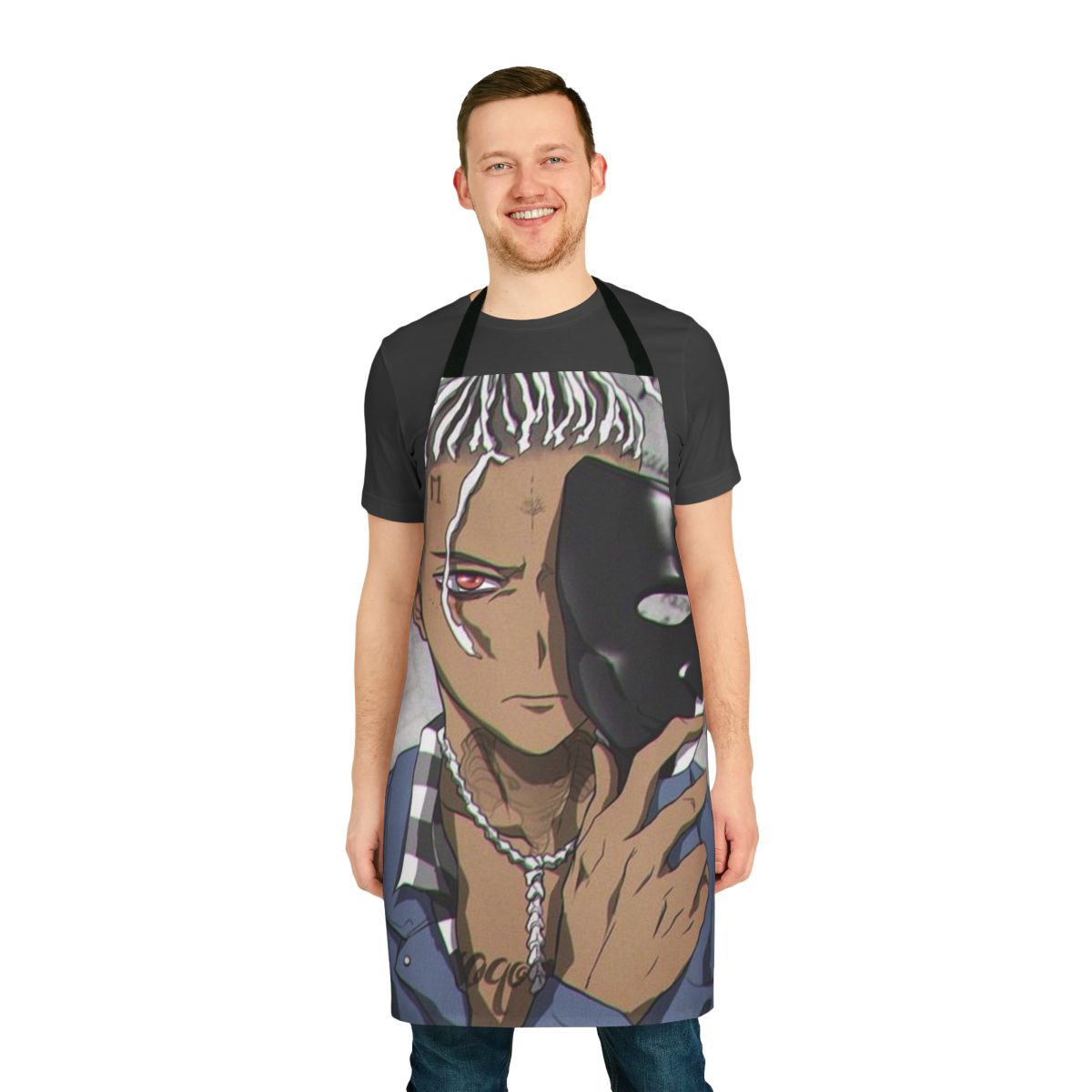 Xxxtentacion-inspired apron with text "Uno Dos Tres The Unknown Lil"