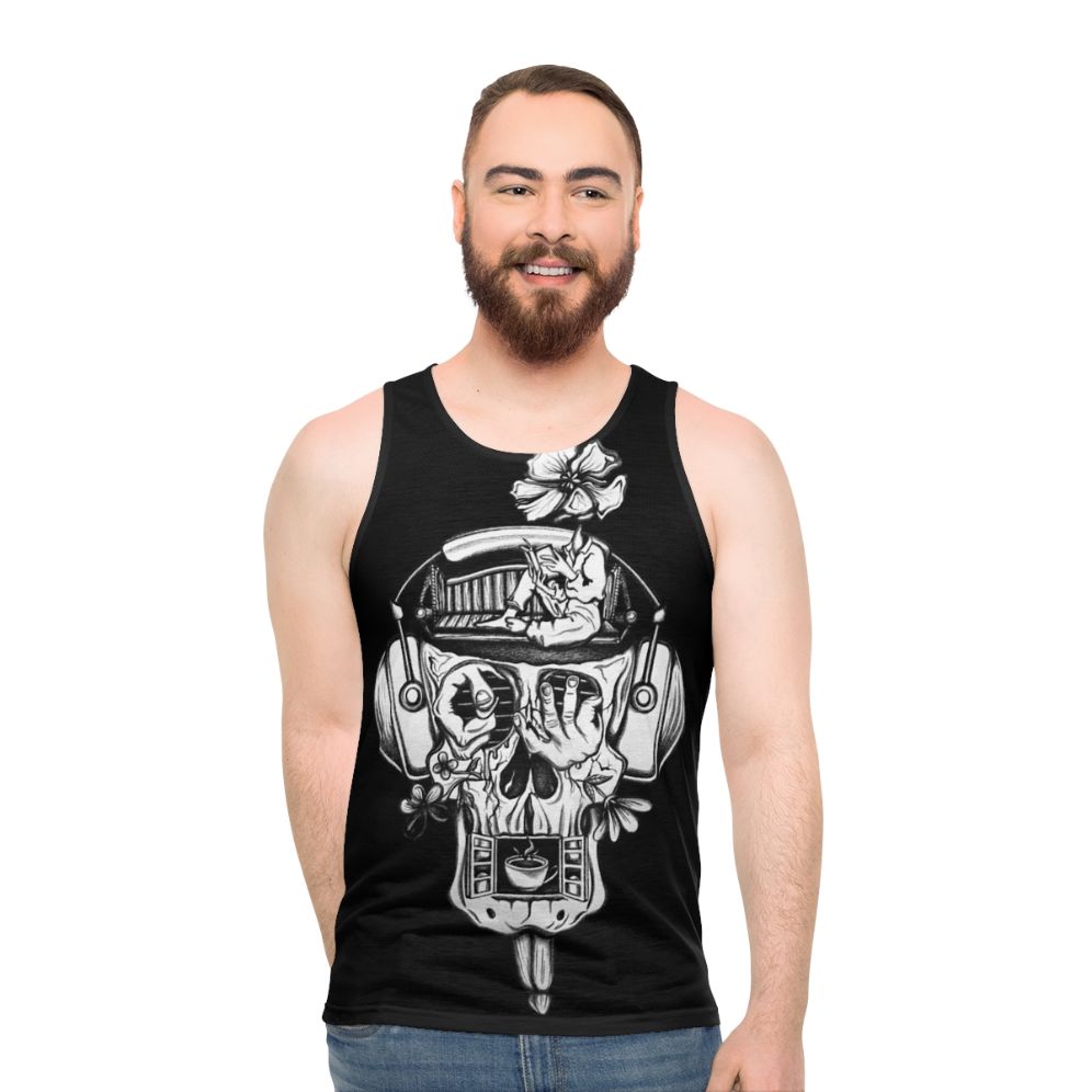 Unisex tank top featuring surrealist "Music of the Mind" design