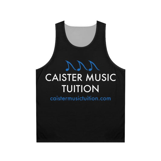Music Tuition Unisex Tank Top with Caister Music Logo on Black Background