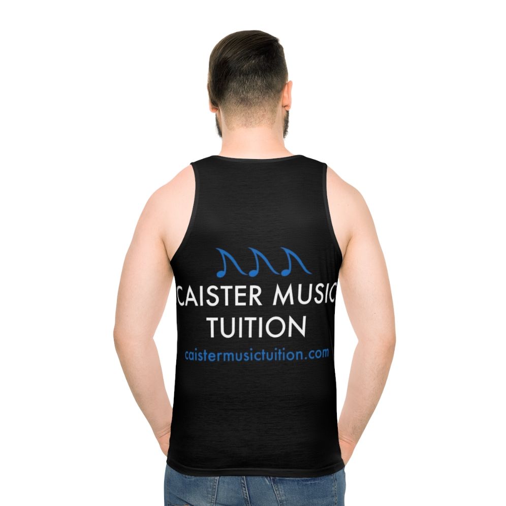 Music Tuition Unisex Tank Top with Caister Music Logo on Black Background