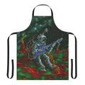 Musically inspired apron featuring guitar, microphone, and music notes