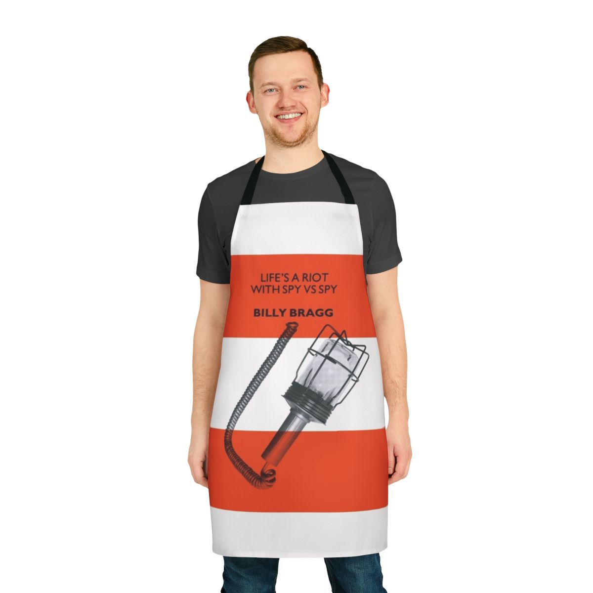 Musician-inspired apron with bold "Just Because You Better Than Me" text