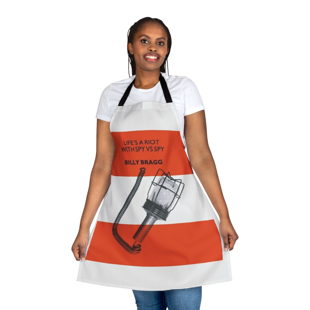 Musician-inspired apron with bold "Just Because You Better Than Me" text