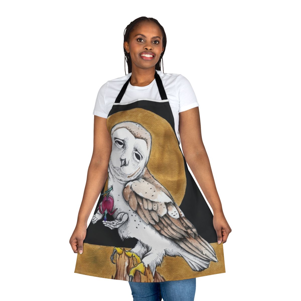 Musician inspired apron featuring dark, abstract design