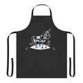 White apron featuring a Ferdinand the Bull inspired design, perfect for music lovers.