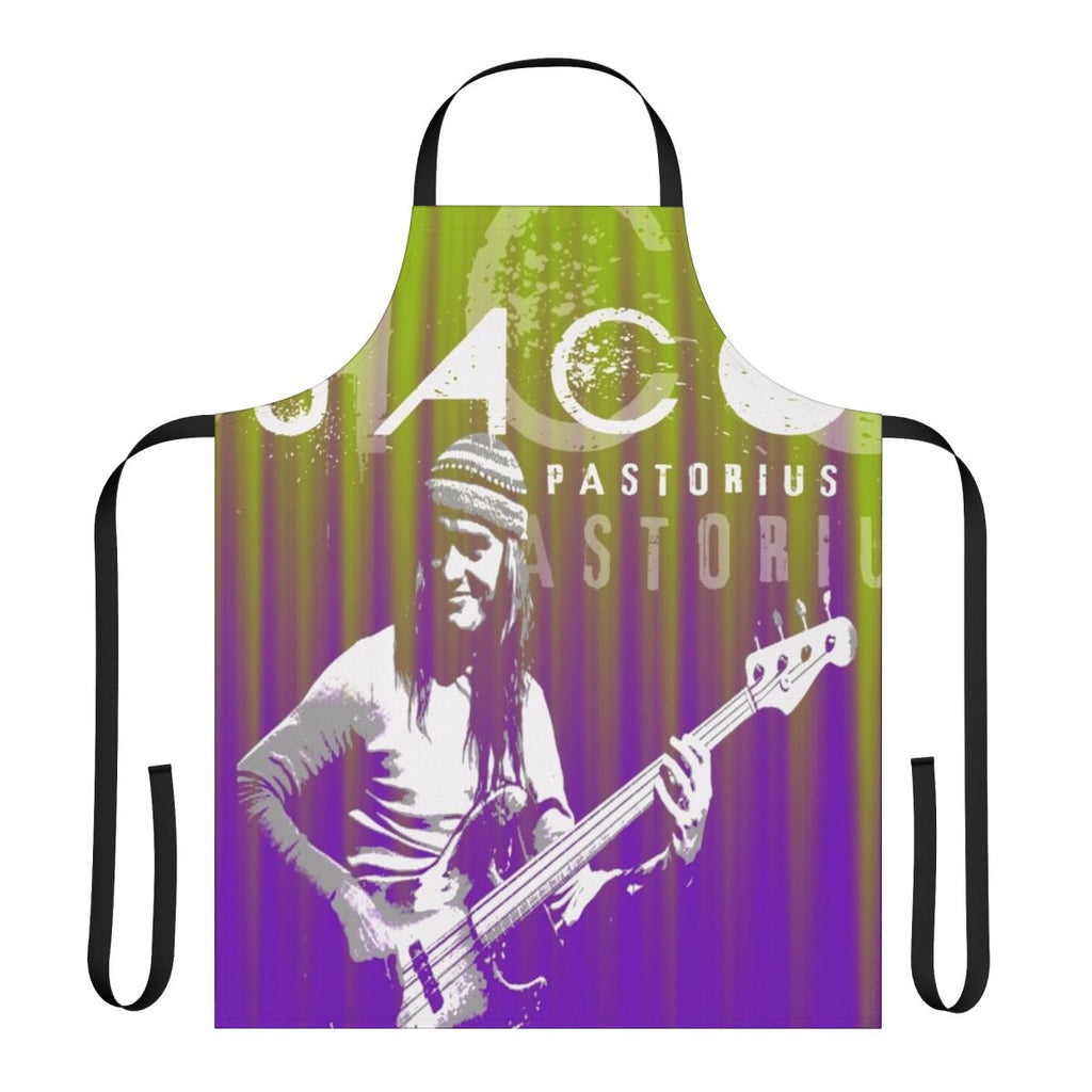 Jaco Pastorius-inspired apron with musical elements and design