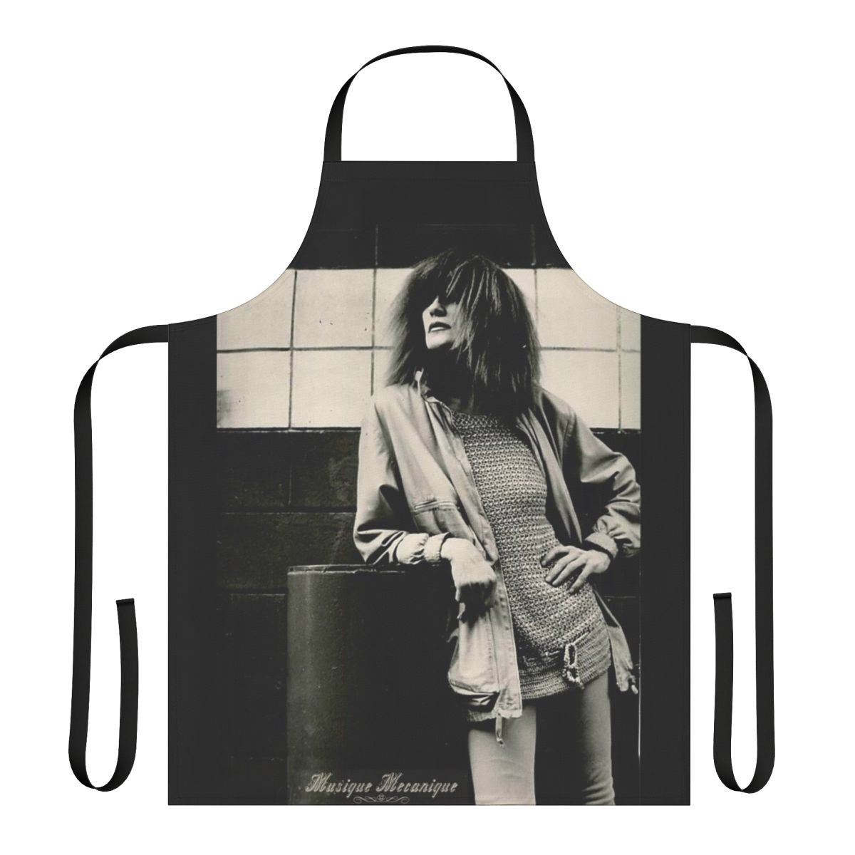 Musique Mecanique inspired kitchen apron featuring Carla Bley's musical design