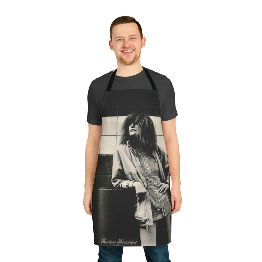 Musique Mecanique inspired kitchen apron featuring Carla Bley's musical design