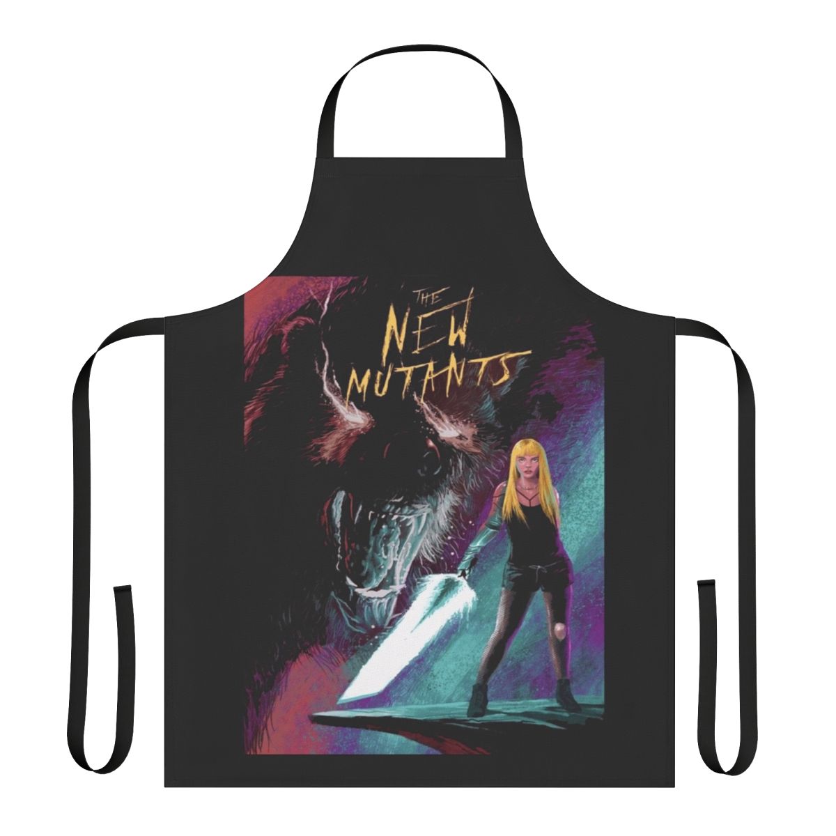 Magik-inspired apron featuring characters from the New Mutants comics and films