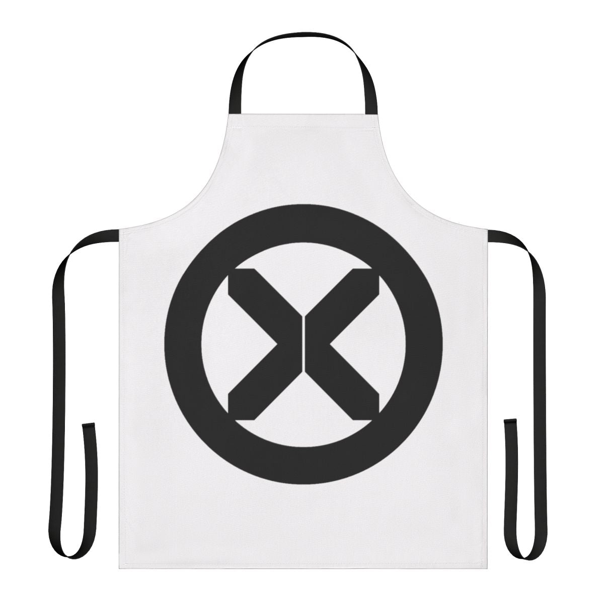 Black apron with Mutant Cult logo design, inspired by X-Men comics and movies