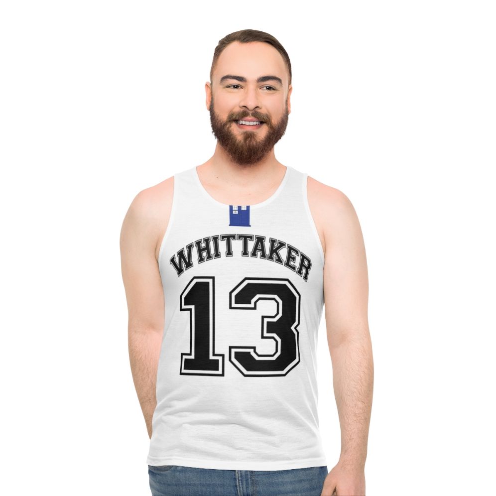 Unisex Doctor Who tank top with "My Doctor Is Jodie Whittaker" design