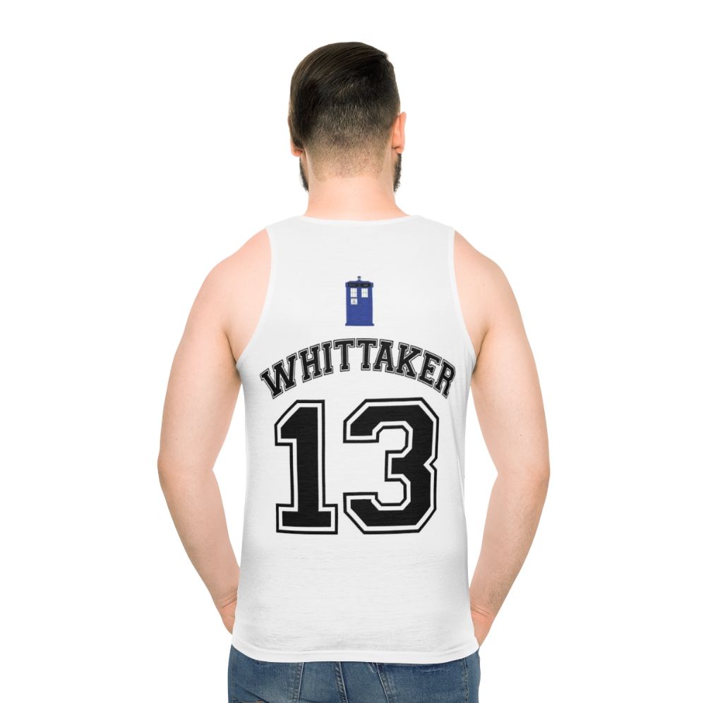 Unisex Doctor Who tank top with "My Doctor Is Jodie Whittaker" design