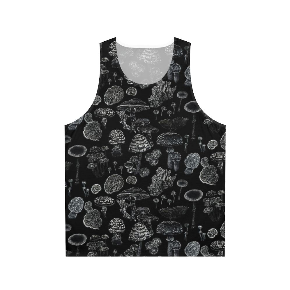 Unisex tank top featuring a mycological nature botanical design