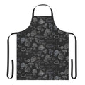 Monochrome apron featuring mushroom and botanical motifs for the mycology-inclined