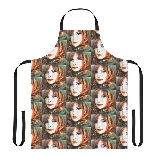 Mylene Farmer-inspired digital art apron, featuring the French pop artist's unique style
