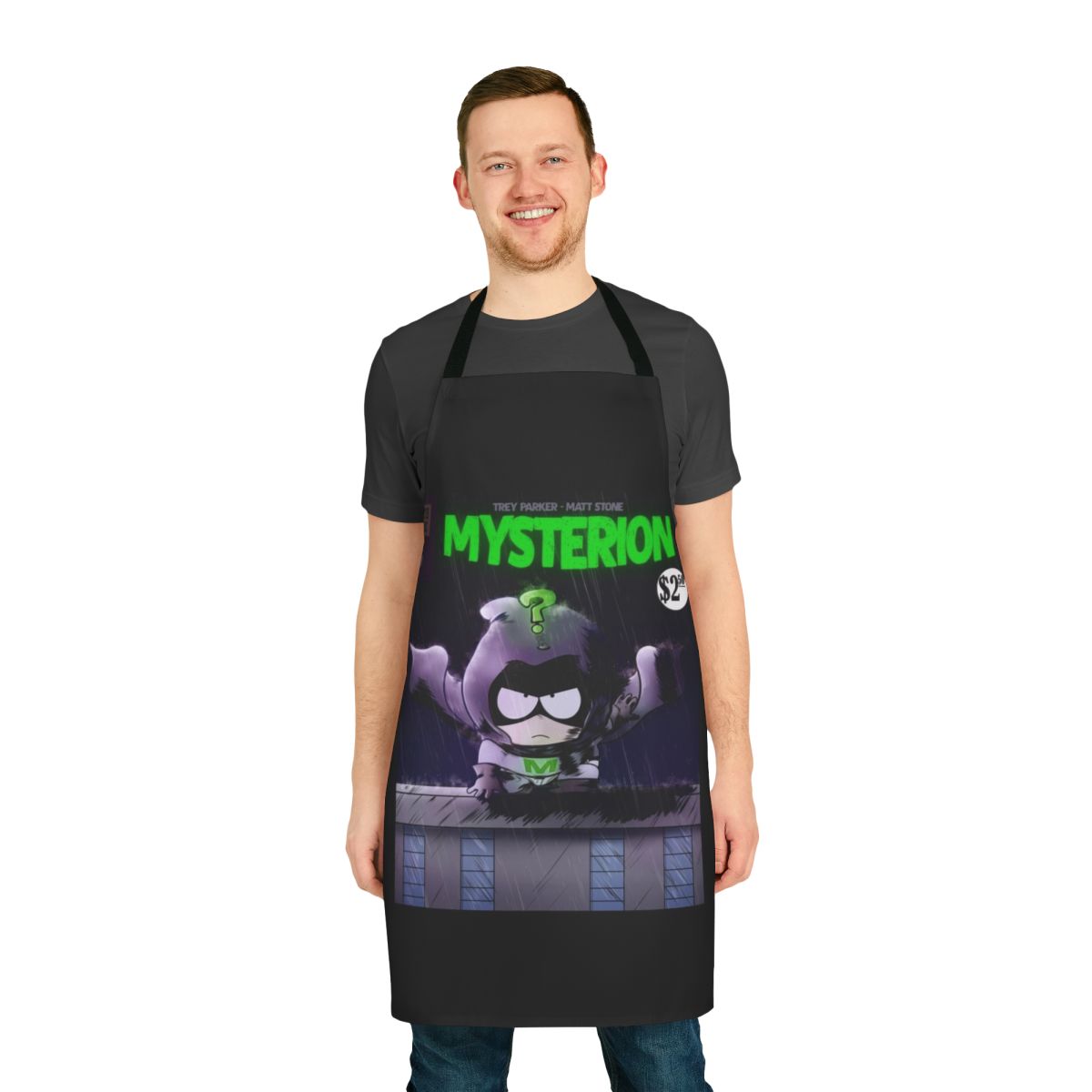 Mysterion-inspired apron featuring South Park characters