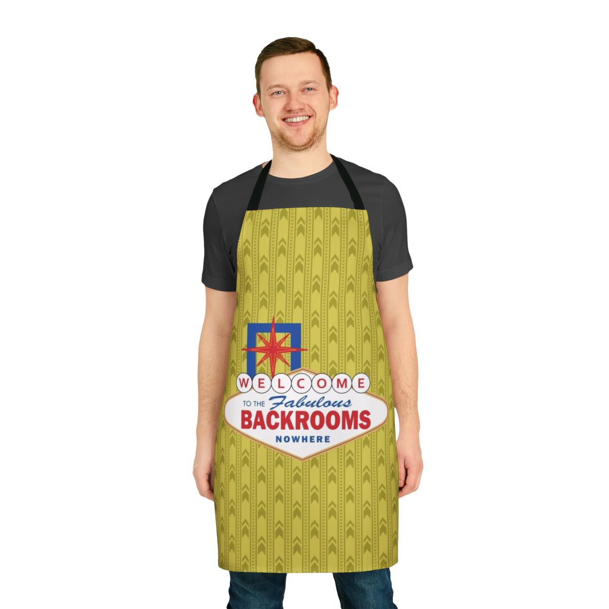 Backrooms-themed apron with a dark, unsettling design