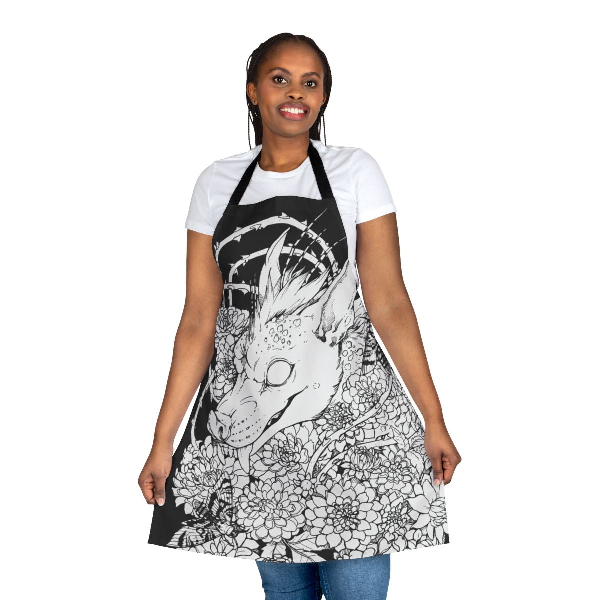 Apron featuring a mysterious chupacabra creature design